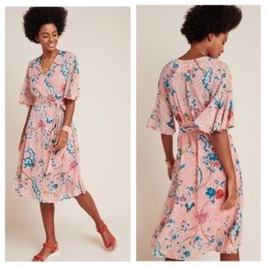 Anthropologie Medium Floral Adelaide Wrap Dress